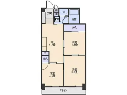 田無本町パレスマンション(3DK/4階)の間取り写真
