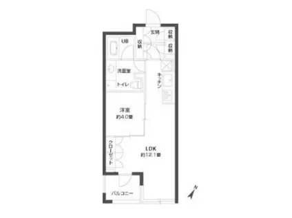 パークキューブ銀座イースト(1LDK/6階)の間取り写真