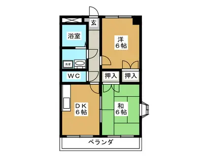 マンション富加(2DK/3階)の間取り写真