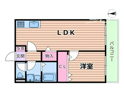 木川グリーンハイツPARTII(1LDK/1階)の間取り写真