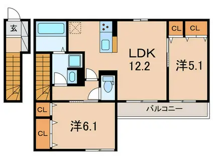 ソリッソ大久保町西嶋(2LDK/2階)の間取り写真