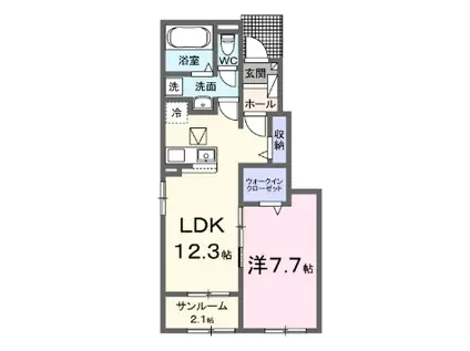 ガラシアI(1LDK/1階)の間取り写真
