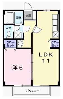 エムズフォレスト(1LDK/2階)の間取り写真
