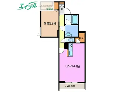 シャーメゾン松阪中央(1LDK/2階)の間取り写真