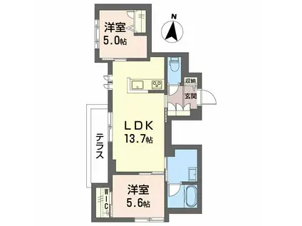 リオ・ブランコ(2LDK/1階)の間取り写真