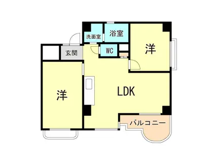 芦屋パレエレガンス(2LDK/4階)の間取り写真