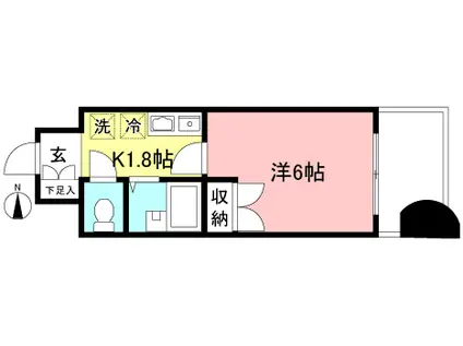 悠々スクアール相模大野(1K/4階)の間取り写真