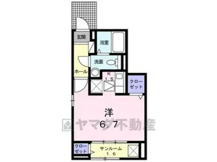 アルファ・グランデ(1K/1階)の間取り写真