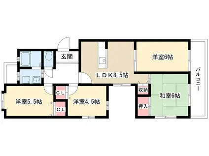 アーバンドエル猪高台(4LDK/2階)の間取り写真