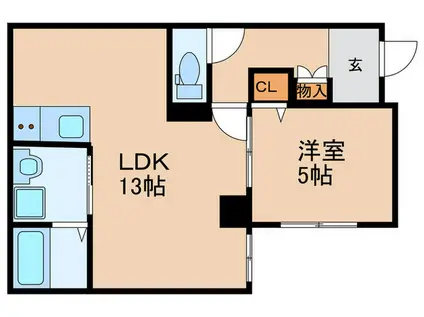 SHANTI COURT(1LDK/1階)の間取り写真