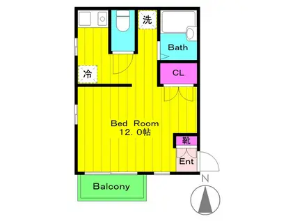 エコーバレー関口(1K/1階)の間取り写真