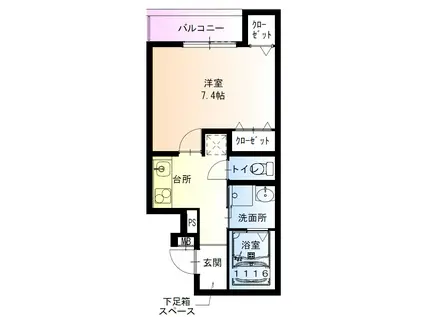 フジパレス堺諏訪森II番館(1K/2階)の間取り写真