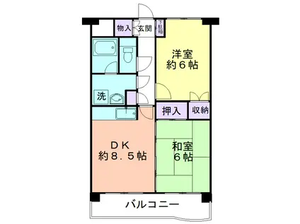 グラントルム2番館(2DK/5階)の間取り写真