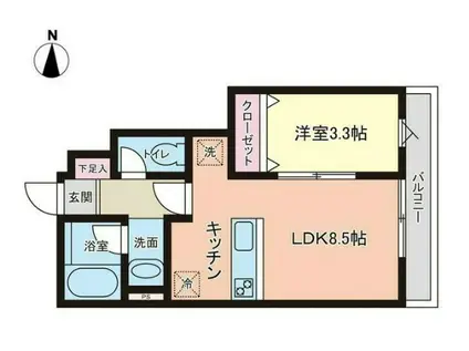 プレモリー名取駅前B(1LDK/1階)の間取り写真