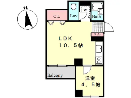 ナリキビル(1LDK/3階)の間取り写真
