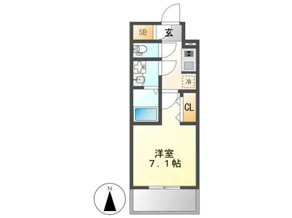SーRESIDENCE尾頭橋CLARITY(1K/6階)の間取り写真