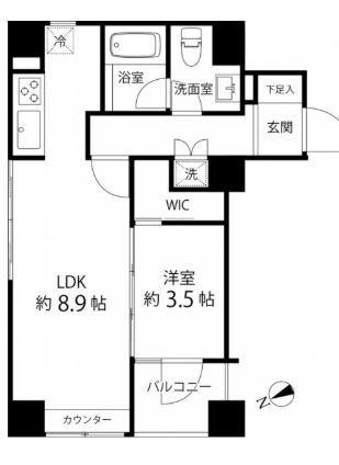 ハイリーフ上野(1LDK/11階)の間取り写真