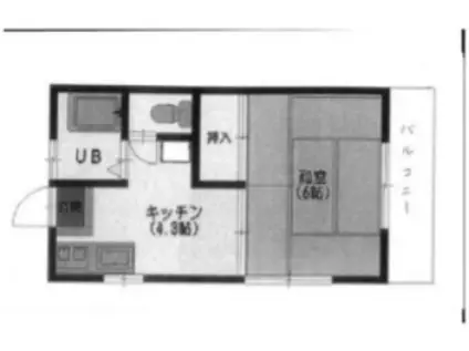 すずらん(1K/2階)の間取り写真
