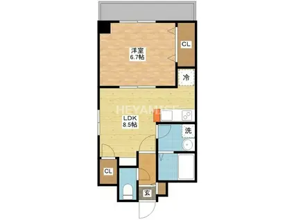 カルディアスタジアムシティ(1LDK/4階)の間取り写真