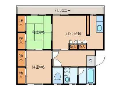 豊川グリーンハイツI(2LDK/3階)の間取り写真