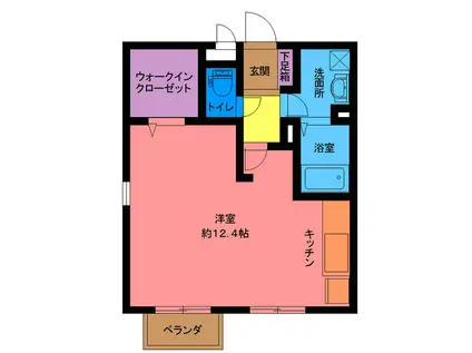 エトワールシャトーⅡ(ワンルーム/1階)の間取り写真