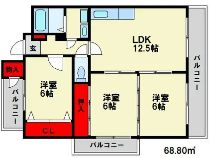 ディナスティV(3LDK/4階)の間取り写真