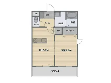 ラ・フォーリア(1DK/2階)の間取り写真