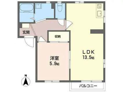 ドミールのぞみ(1LDK/1階)の間取り写真