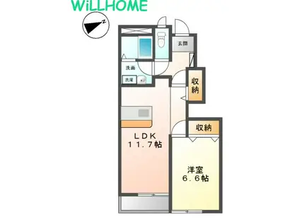 ＪＲ和歌山線 田井ノ瀬駅 徒歩15分 2階建 築15年(1LDK/1階)の間取り写真