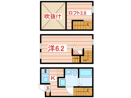 クローシェ泉中央(1K/1階)の間取り写真