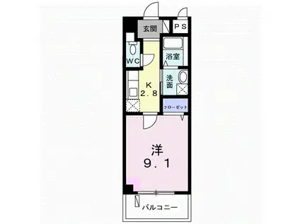 セレノパラッツオ(1K/3階)の間取り写真