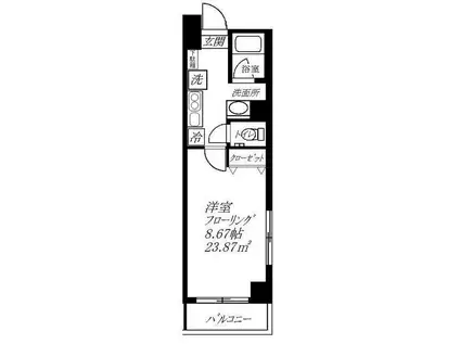 HOUZENⅧ(1K/3階)の間取り写真