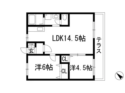 メロディハイツ(2LDK/1階)の間取り写真