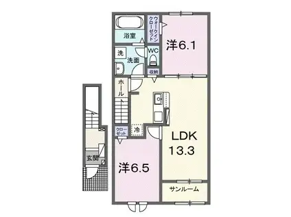 フェリーチェ(2LDK/2階)の間取り写真