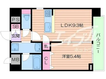 ノブレ梅北(1LDK/5階)の間取り写真
