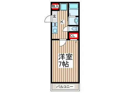 入間市河原町 (1K/1階)の間取り写真