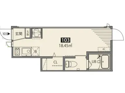 リーフテラス仙川(ワンルーム/1階)の間取り写真