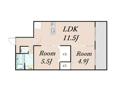 フローリア京都(2LDK/3階)の間取り写真