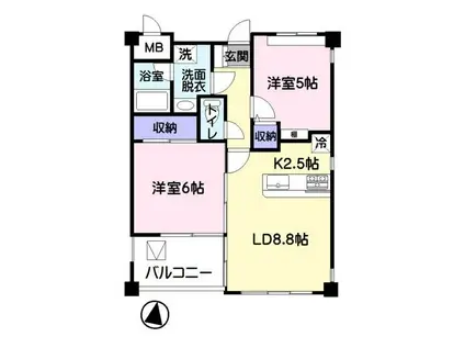 エクレール笠幡(2LDK/2階)の間取り写真