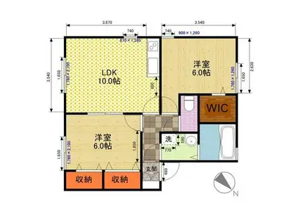 グロワール玖島 I(2LDK/2階)の間取り写真