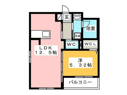 ルナ ド ショパン(1LDK/3階)の間取り写真