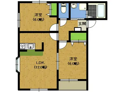 コテージ彩(2LDK/2階)の間取り写真