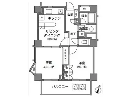 フレール早稲田(2DK/1階)の間取り写真