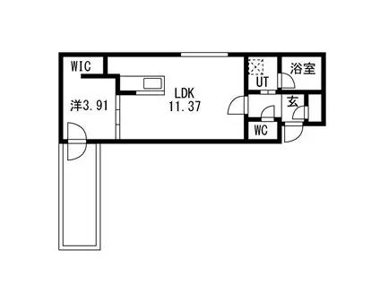 GA-福住1-1MS A棟(1LDK/1階)の間取り写真