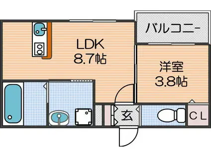 KISHINOSATO ST(1LDK/1階)の間取り写真