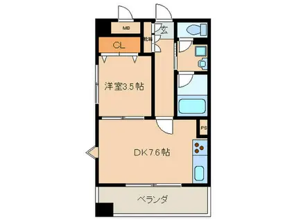 E.POPULAR(1DK/9階)の間取り写真