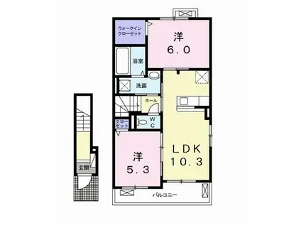 レオーネB(2LDK/2階)の間取り写真