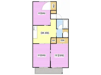 カネヤマハイツII(3DK/2階)の間取り写真