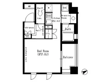 パークアクシス学芸大学(1K/3階)の間取り写真