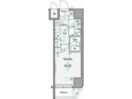 ガーラ・シティ王子(1K/2階)の間取り写真